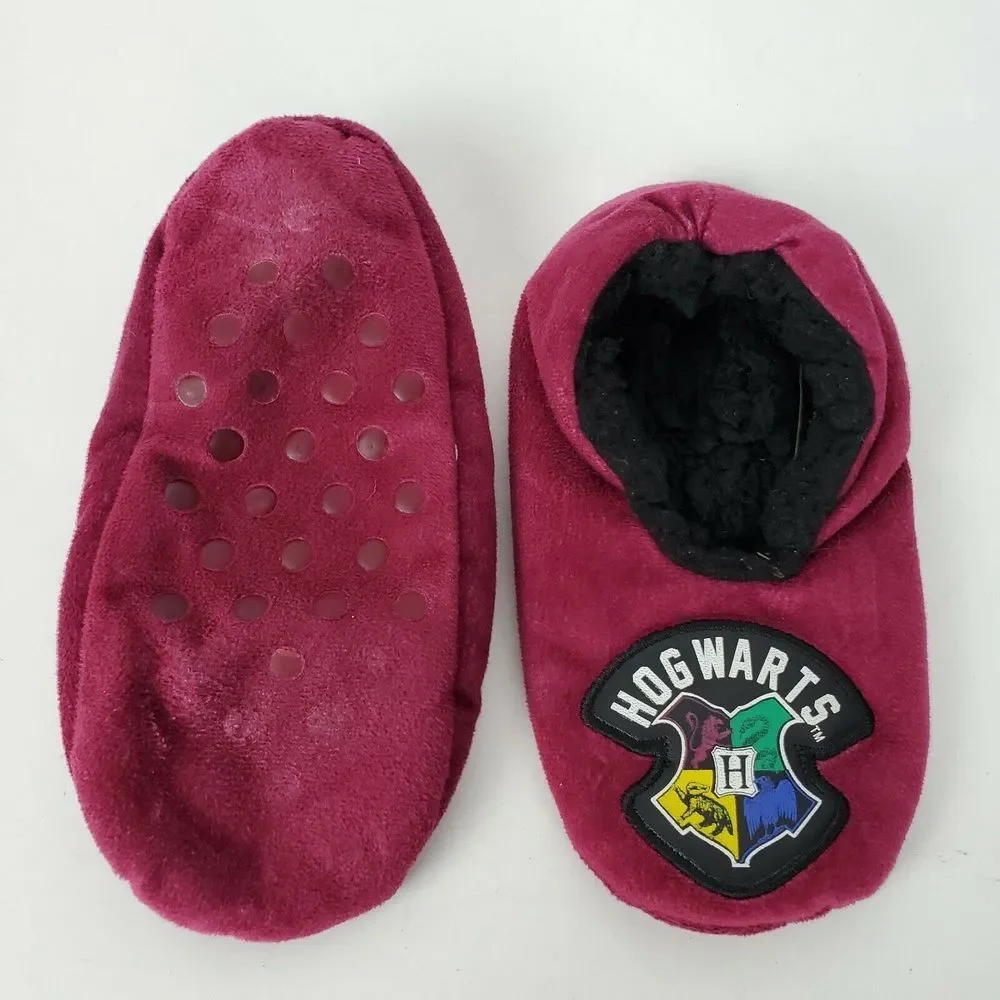 Harry Potter Hogwarts‎ Burgundy Plush Slippers Kids S/M